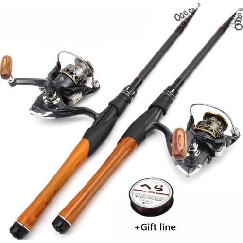 NEW 1.8m2.1m2.4m2.7m Rod Reel Combos telescopic Spinning fishing rod Spinning Reels set carbon Pikes fish trout rods pesca