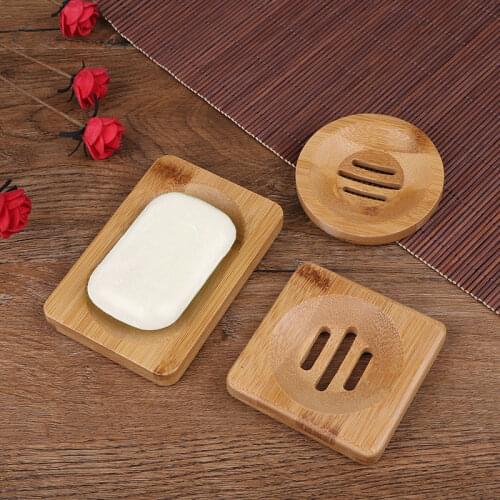 Natural Bamboo Wood Soap Holder Bathroom Shower Soap Tray Dish Storage Holder Plate Container