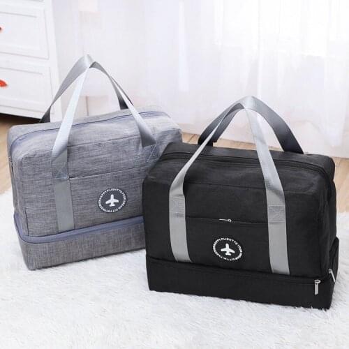 New Cationic Fabric Waterproof Travel Bag Large Capacity Double Layer Beach Bag Portable Duffle Bags Packing Cube Weekend Bags