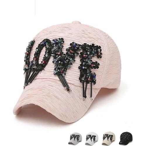 2021 Korean Version Of The Spring And Summer New Crystal LOVE Baseball Cap Trendy Ladies Sun Hat Fold Cloth Hat