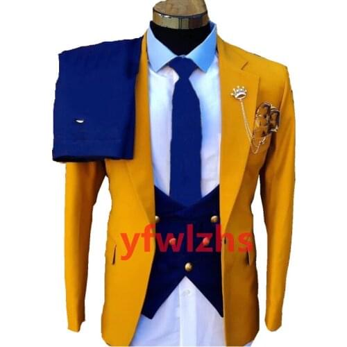 New Arrival One Button Groomsmen Notch Lapel Groom Tuxedos Men Suits Wedding/Prom Best Blazer ( Jacket+Pants+Vest+Tie) C252