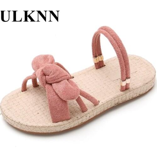 ULKNN Flats Shoes For Girl Summer Children 2021 New Casual Footwears Non-slip Shoes Kids Princess Round Toe Pink Solid Sandal