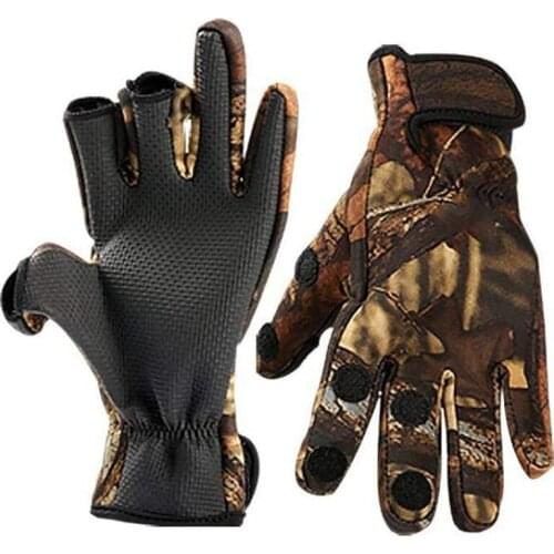 2 Pcs Winter Outdoor Gloves 3 Cut Finger Sports Gloves Fishing Gloves Waterproof Anti-Slip Gloves M