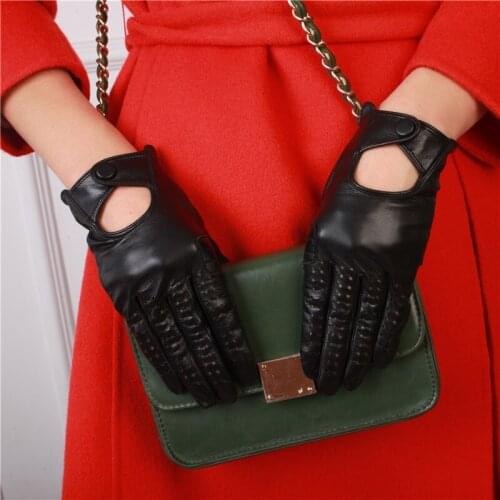 Genuine Sheepskin Leather Gloves Fashion Summer Women Touch Screen Gloves Female Breathable Driving Gloves Mittens NM1813