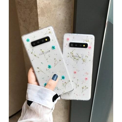 Simple Flower Pattern Phone Case for Samsung a51 s9 s9plus s10 All Inclusive Shell for Samsung Note9 note20 A51 Soft Phone Cover