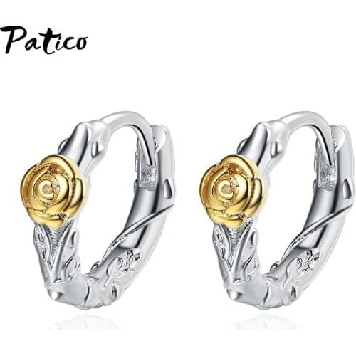 925 Sterling Silver Vintage Flower Hoop Earrings For Women Girls Party 2021 Trend Valentines Day Gift Fashion Jewelry Wholesale