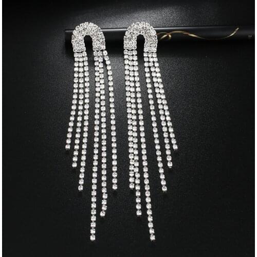 Rhinestone earrings Tassel Drop Earring For Women Luxury Jewelry Long Dangle Earing 2021 Party fashion accessories Womens Jewel