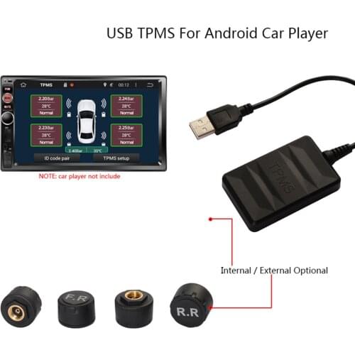 USB Tire Pressure Monitor System TPMS External Sensor Auto Alarm Sensor Module USB TPMS With 4 Sensors For Car Bus