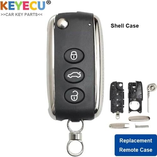 KEYECU Flip Folding Smart Remote Key Shell Case for Volkswagen Phaeton 2009 2010 2011 2012 2013 2014 2015 With Uncut Blade