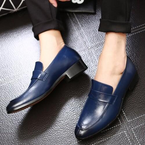 Casual Shoes Low Heel Leather Business Shoes Mens Slip-on Loafers Formal Dress Shoes Wedding Party Drive Shoes for Male
