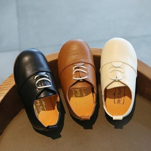 Spring Autumn Kids Shoes Lace Us Leather Shoes Children Flats Girls Casual Shoes Black White Boys Oxford Shoes Non-slip Toddlers