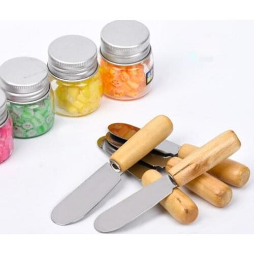 Stainless steel utensil cutlery butter knife cheese dessert jam spreader breakfast tool with wood handle F20173884