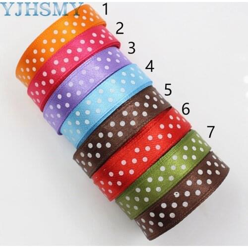 YJHSMY F-17622-112,Polka Dots satin Ribbon,10 mm ,20 yards DIY Headdress Accessories Handmade material Wedding Accessories