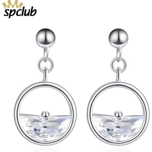 Fashion Simple Geometric Circular Wave 925 Sterling Silver Earrings Girls Popular Hanging Dangle Earrings Temperament Modern