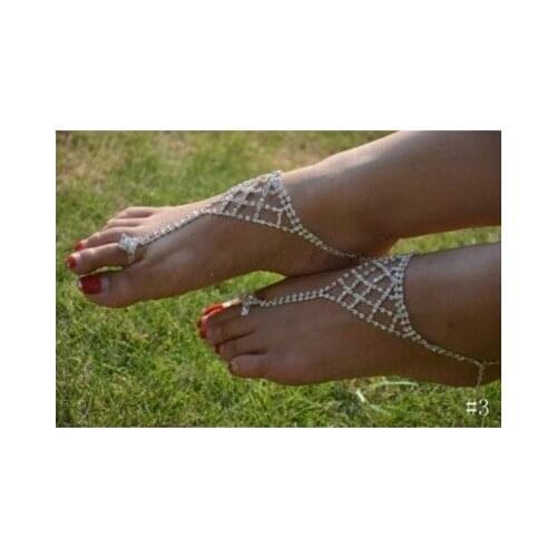 1 PC Anklet Bracelet Rhinestone Crystal Barefoot Sandals Women Wedding Foot Hand Jewelry Beach Wear 1K4017