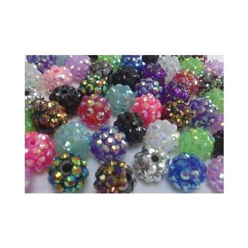 10MM mixed white Chunky Resin Rhinestone Beads Bling Ball Beads Chunky Kid Jewelry Wives DIY Finding bracelet earrings fg45