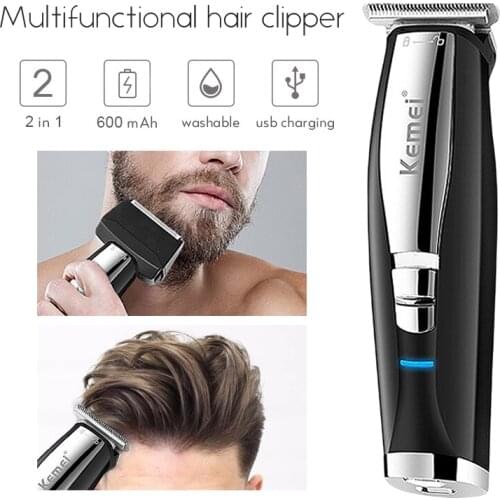 Kemei 2 In 1 Electric Hair Trimmers USB Charging 3D Electric Hair Clippers Mens Shaving Machine Grooming Kit Beard Shaver 42D