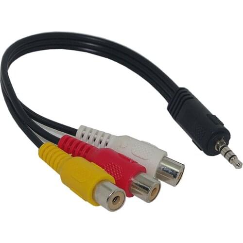 3.5mm Mini Aux Male Stereo to 3 RCA Female Audio Video AV Adapter Cable for High-Performance Video and Audio Playback