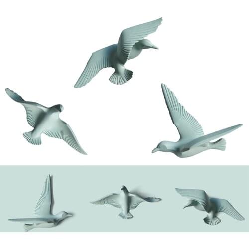 3pcs 3D Resin Seagull Flying Birds Ornament Nautical Decor Seagull Stickers Flying Seagull Crafts Handmade Wall Art Sculpture