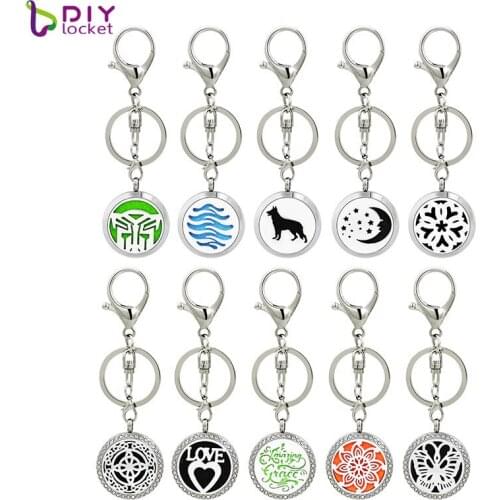 316 Stainless Steel Essential Oils Keychain Diffuser 30mm Magnetic Aromatherapy Oil Diffuser Keychain 181-190-Y02