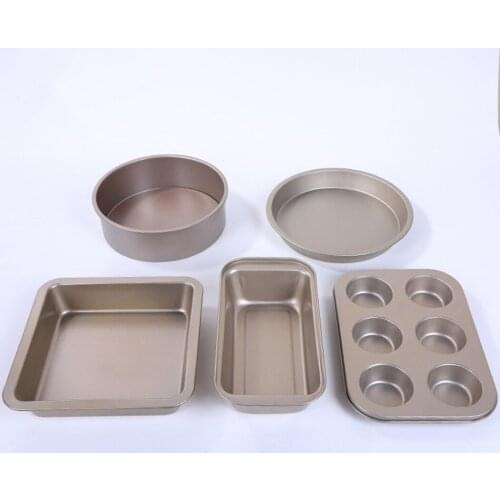 5pcs For Kitchen Cake Mold Set Non Stick Cake Pan Bakeware Set Cake mold Baking Tools Golden Heat-Resistant Cake Mousse Molds