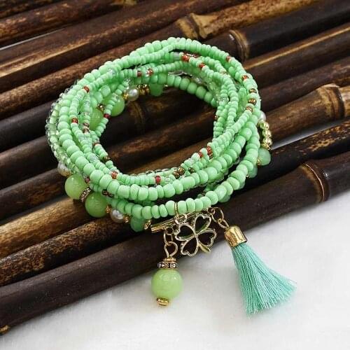 9pcs/set Bohemian colorful Beads Pearl Multilayer Beaded Bracelets for Women Charm Party Summer Fashion Vintage Jewelry Gift
