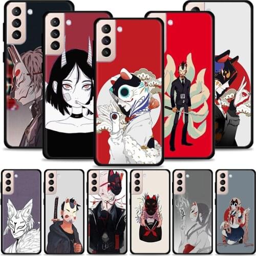 Anime Fox Mask Case For Samsung Galaxy S21 S20 S10 S9 S8 Plus Ultra 5G S10Lite S10E S7Edge S20 S21 FE Cover Phone Shell Fundas