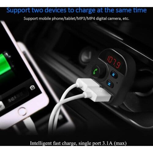 Dual USB Quick Charger MP3 Player Wireless Auto Bluetooth FM Transmitter TF U DISK Reader Radio Adapter Car Charger