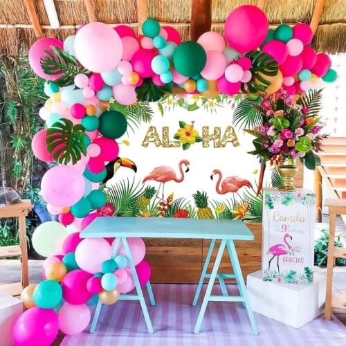 Flamingo Party Decor Balloon Banner Tropical Hawaiian Pineapple Summer Birthday Party Supplies Luau Aloha Tropical Bachelorette
