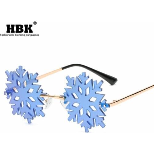 HBK New Fashion Christmas Snow Sunglasses Rimless For Women Men Decorative Glasses Frameless Funny Party Dance Gift UV400