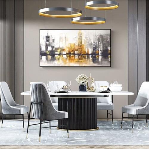 Handmade Oil Painting On Canvas Abstract City View Building Complex Large Size Modern Wall Art Hand Painted Decoration Pictures