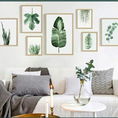 Nature Canvas Painting Green Plant Leaf Poster Watercolor Minimalist Nordic Style Wall Picture for Living Room Decoration Art