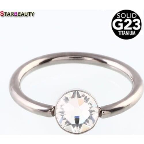 1Pc 100% Titanium 16G (1.2mm) Zircon Captive Bead Rings 1.2*8/10/12mm Nose Rings & Studs CBR with Gem Ball BCR Eyebrow Piercing