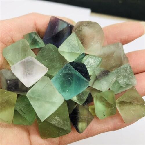 Beautiful Green Fluorite Octahedron natural Crystal gravel quartz Tumbled stone healing