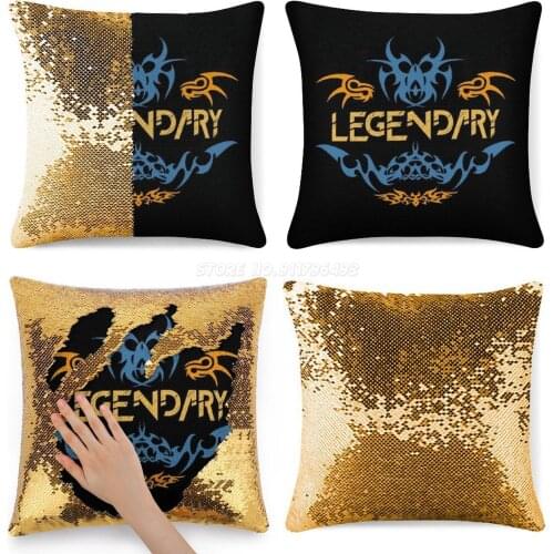 LEGENDARY Sequin Pillowcase Throw Pillow Case 40cmX40cm Legendary Lol Legends Pentakill Penta Gaming Game Adc Mid Support