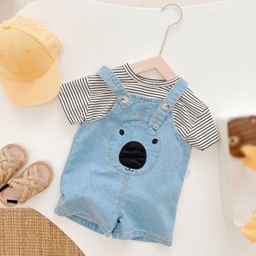 Summer Baby Girl Boy Cute Overalls Spring Bear Braces Pants Short Jeans Casual Clothing
