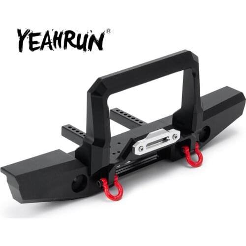 YEAHRUN Metal Front Bumper Anti Collision with Led Light & Tow Hook for Traxxas TRX-4 TRX4 1/10 RC Crawler Car Parts Accessories