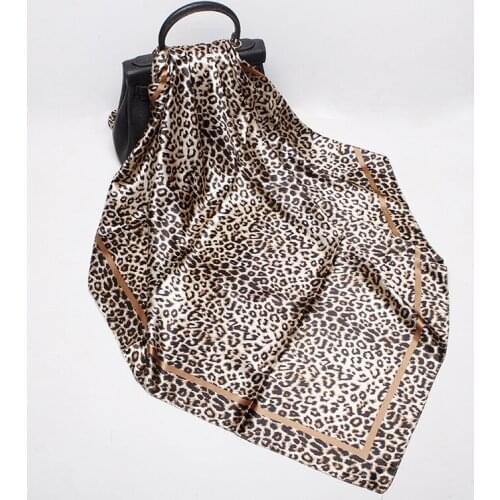 2020 90x90 Leopard print Multipurpose women Silk twill scarf Satin square tie Hairband ladies foulard femme towel bufanda shawl