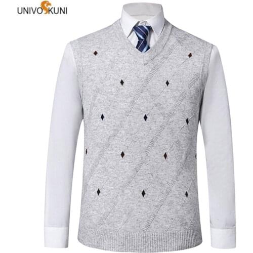 UNIVOS KUNI 2019 Mens Sweater Fashion Slim Spring and Autumn New Arrive Vest Plaid Casual High Quality 1915