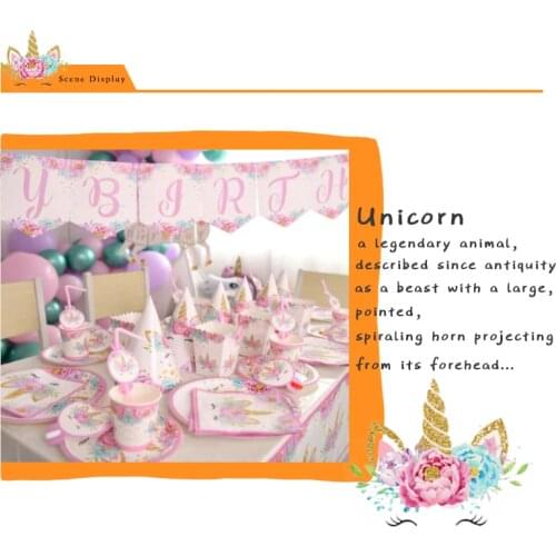 183 Pcs Unicorn Birthday Party Decorations Disposable Tableware Sets Cartoon Animal Unicorn Kids Birthday Unicorn Party Supplies
