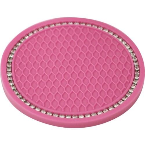 Newest Bling Rhinestone Cup Holder Drink Pad Interior Decoration Cute Anti-slip Round Durable Mat Car Coaster Heat Resistant