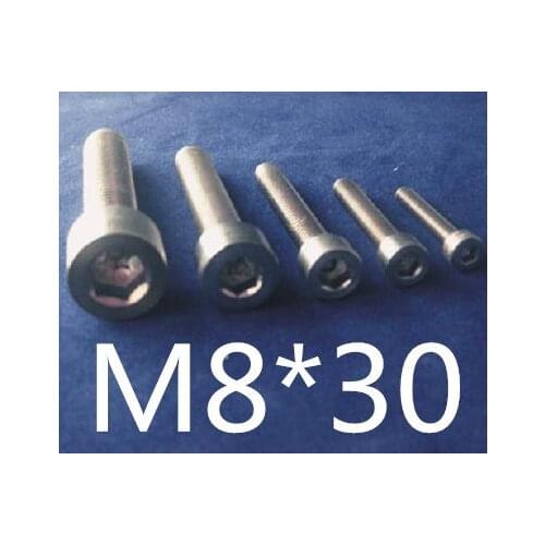 New Free Shipping 30pcs M8X30 M8 Thread 8mm Diameter 30mm Length Hex socket head cap screw Titanium Ti Screw