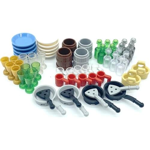 City MOC New Year Gifts Play Game With Kids DIY Dishes Spatula Pot Kitchen Cookware Sets For Friends Compatible Building Blocks