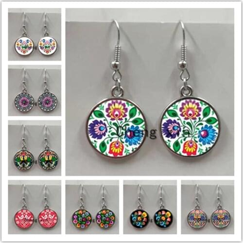 Polish folk art pattern earrings fashion jewelry modern paper-cut element floral earrings girl