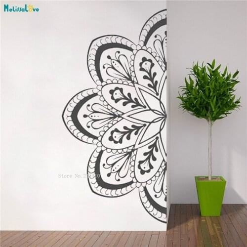 Half Mandala Home Decoration Wall Decals Yoga Studio Headboard Bedroom Exquisite FLower Decals Vinyl Removable YT5021A