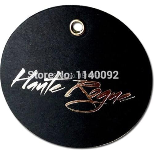 Custom silver stamping 700gsm matte paper tag with brass ring/garment cardboard paper hang tags/shape cutting printed labels