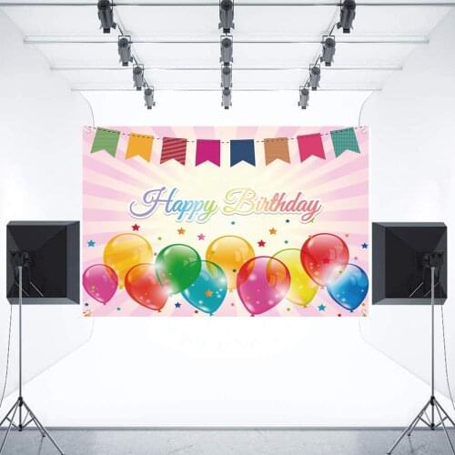 Party Background Happy Birthday Party Decoration Banner Colorful Balloon Birthday Decoration for Children Boys Girls