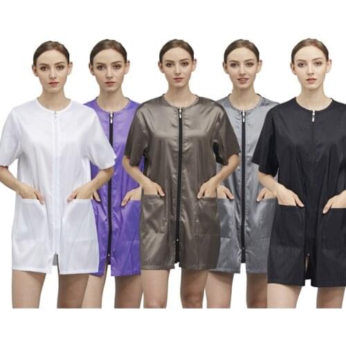 Professional Salon Hairdressing Cape Womens Dresses Zipper Beauty SPA Apron Haircut Grooming Barber Shop Work Clothes