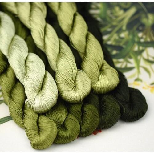 1pcs/400m silk embroidery thread / 100% silk thread /hand embroidery embroider cross stitch/artichoke green/8 pure colors