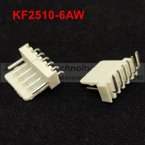 50pcs/lot KF2510 KF2510-6AW male connector right angle Pin header 2.54mm 6pin free shipping